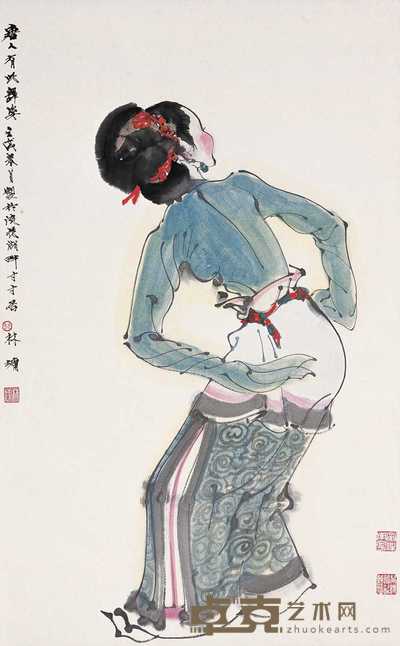 林墉 壬戌（1982）年作 人物 立轴 95×59cm